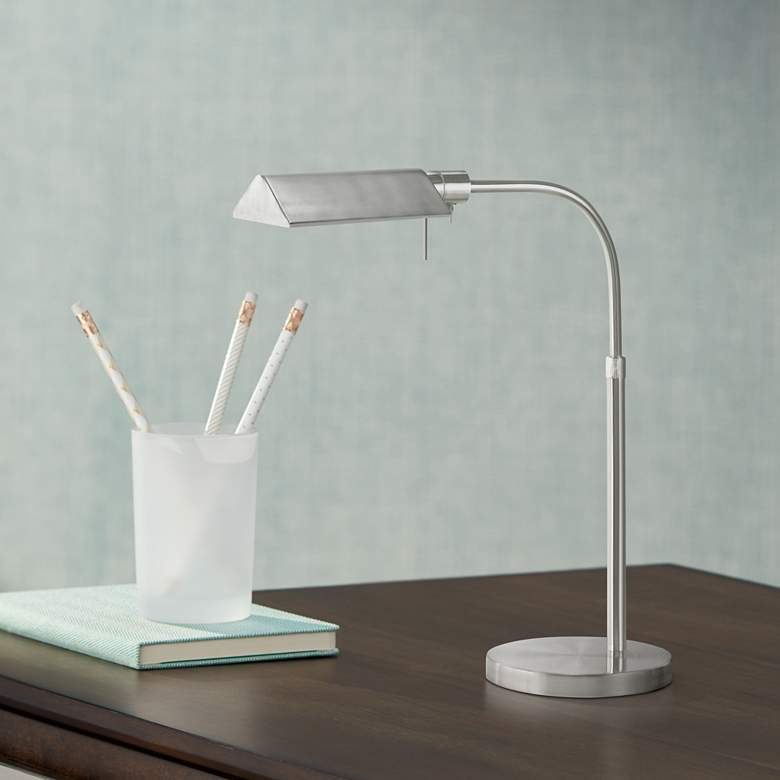 Image 1 Sonneman Tenda Satin Nickel Pharmacy Desk Lamp