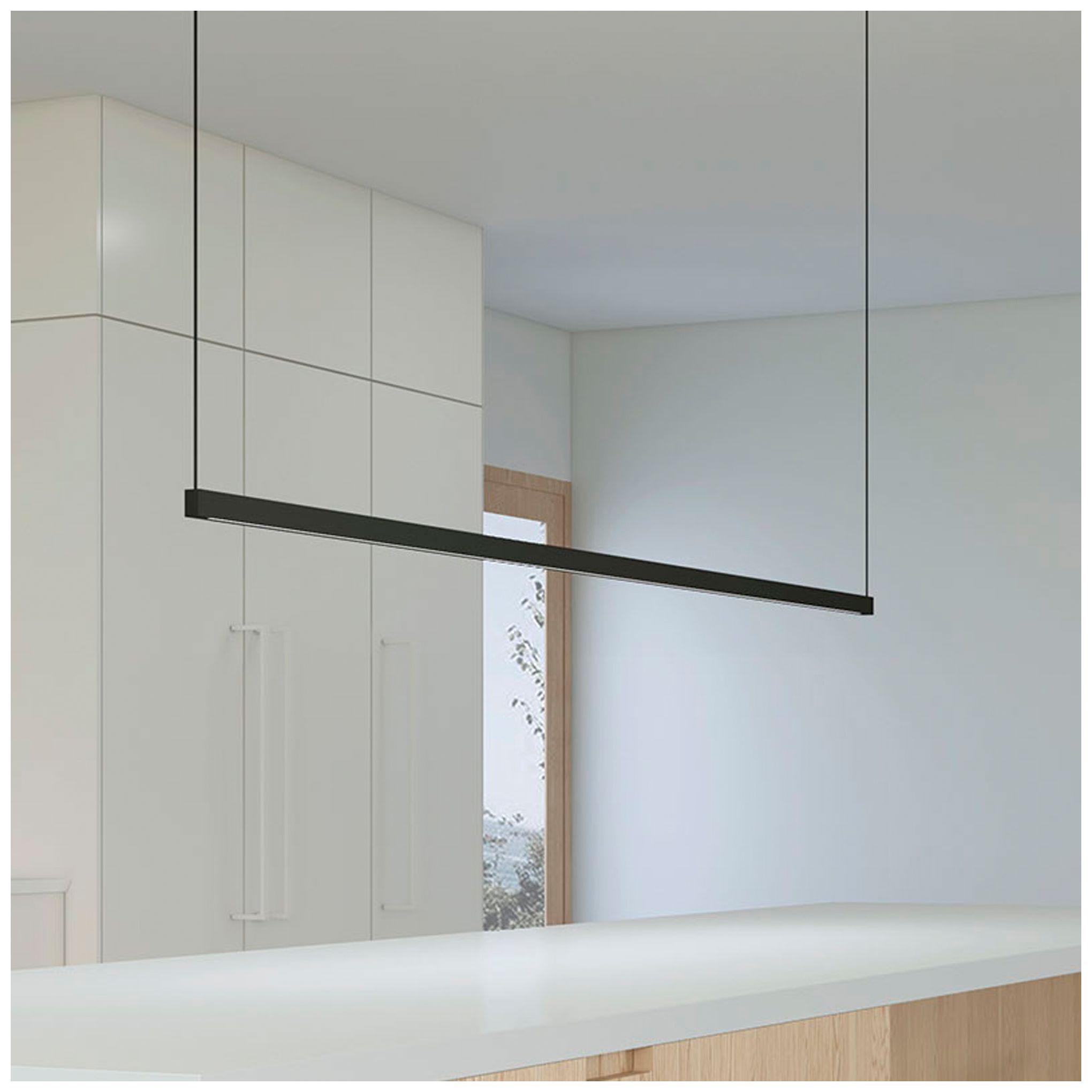 Image 2 Sonneman Thin Line 72" Wide Satin Black One-Sided 2700K LED Pendant more views