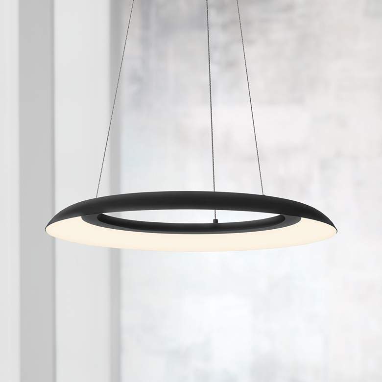 Image 1 Sonneman Torus™ 24" Wide Satin Black LED Pendant Light