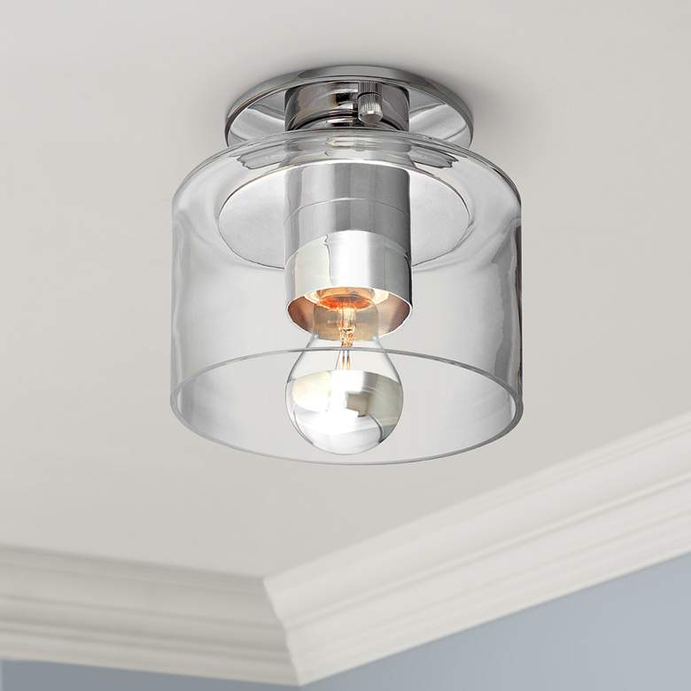 Image 1 Sonneman Transparence 7"W Polished Chrome Ceiling Light