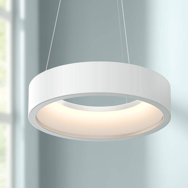 Image 1 Sonneman Tromme 18" Wide Satin White LED Pendant Light