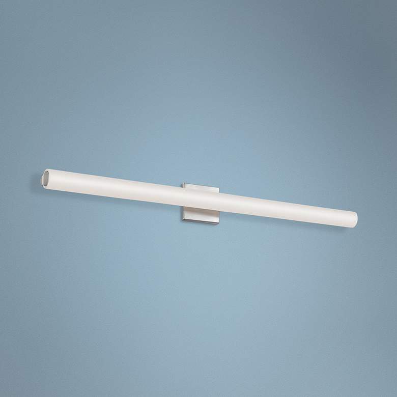 Image 1 Sonneman Tubo Slim 40" Wide Satin Nickel LED Bath Light
