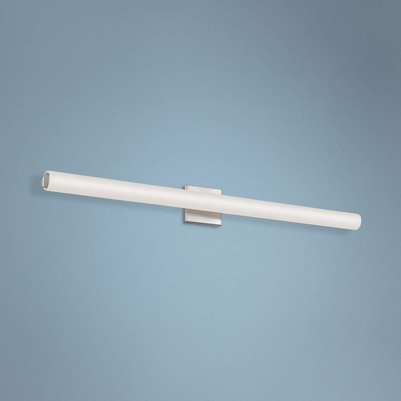 Image 1 Sonneman Tubo Slim 40 inch Wide Satin Nickel LED Bath Light