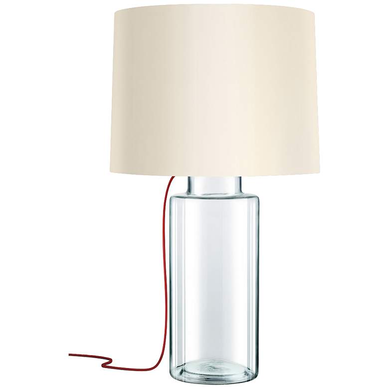 Image 1 Sonneman Vaso Red French Wired Clear Glass Table Lamp