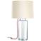 Sonneman Vaso Red French Wired Clear Glass Table Lamp
