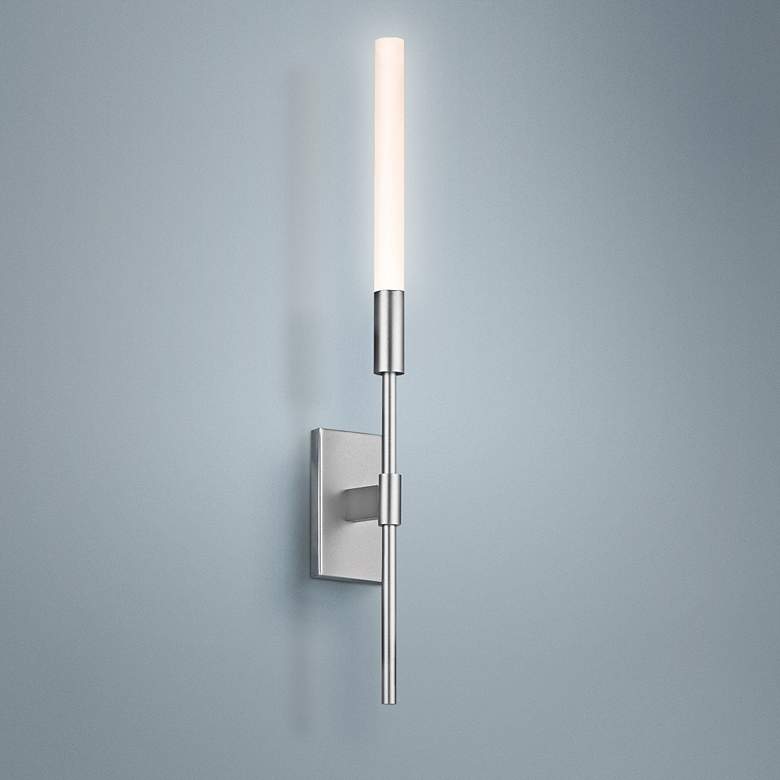 Image 1 Sonneman Wands 20 3/4"H Bright Satin Aluminum LED Sconce