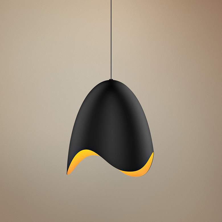 Image 1 Sonneman Waveforms 14" Wide Satin Black LED Pendant Light