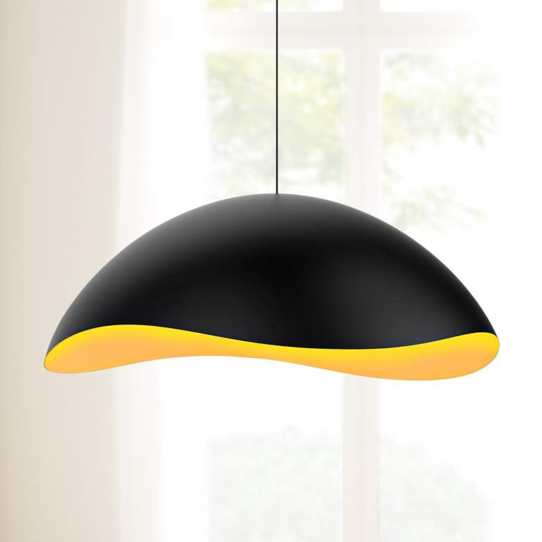 Image 1 Sonneman Waveforms 22 1/2"W Satin Black LED Pendant Light