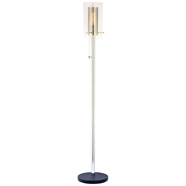 Image 1 Sonneman Zylinder Chrome and Black Modern Floor Lamp