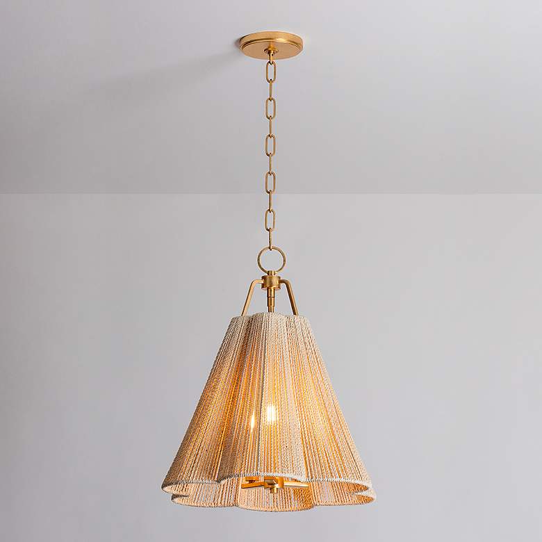 Image 1 Sonoma 18"W Vintage Gold Leaf and Abaca Rope Pendant Light