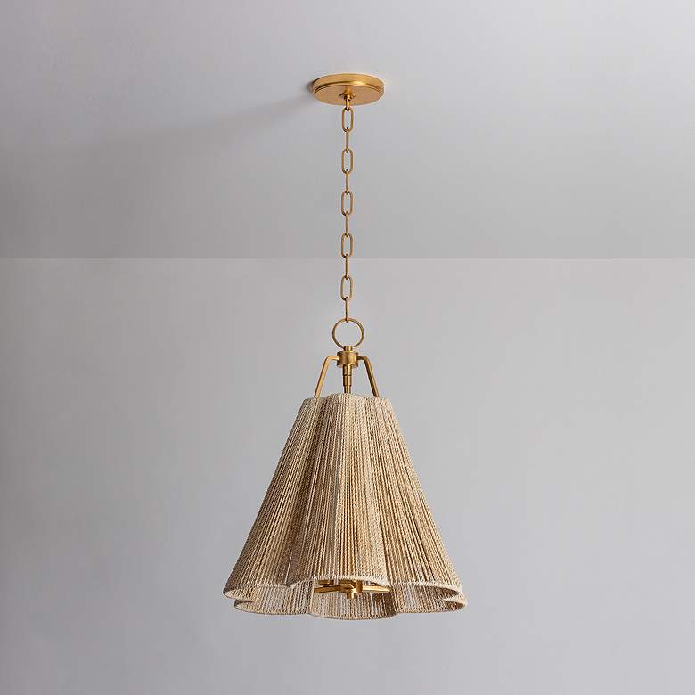 Image 5 Sonoma 18"W Vintage Gold Leaf and Abaca Rope Pendant Light more views