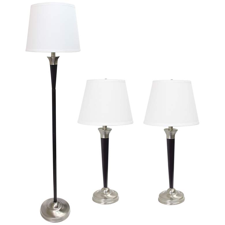 Image 2 Sonoma Malbec Black Nickel 3-Piece Floor and Table Lamp Set