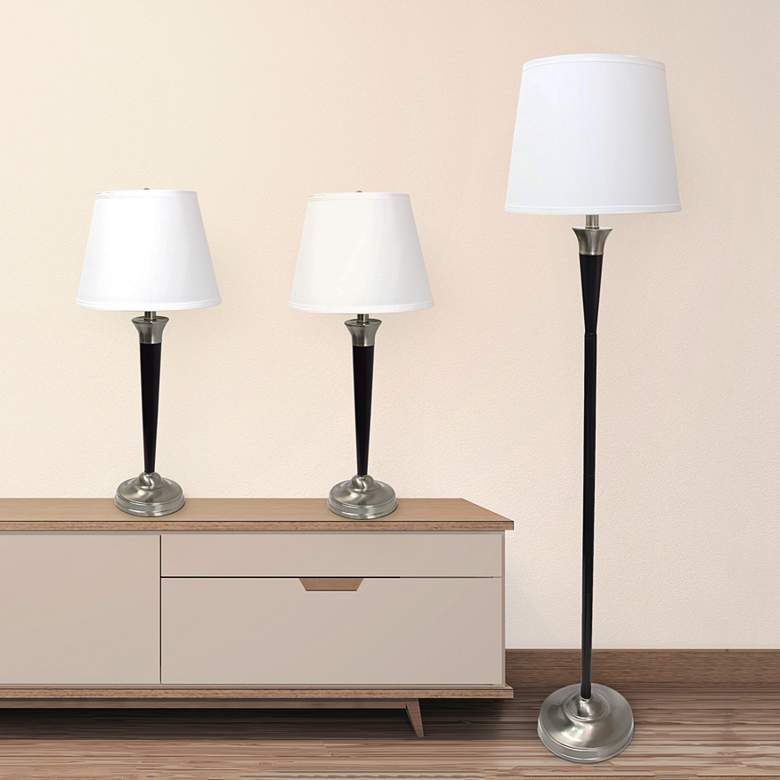 Image 1 Sonoma Malbec Black Nickel 3-Piece Floor and Table Lamp Set
