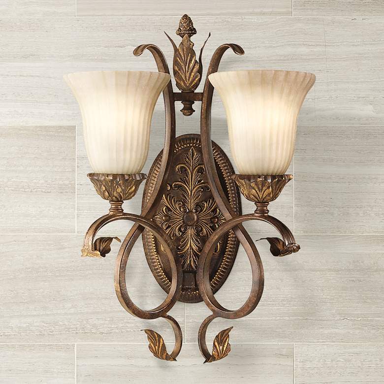 Image 1 Sonoma Valley 20 inchH 2-Light Aged Tortoise Shell Wall Sconce