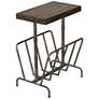 Sonora 17"W Brushed Iron w/ Walnut Wood Magazine Side Table