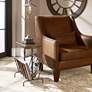 Thumbnail1 of Sonora 17"W Brushed Iron w/ Walnut Wood Magazine Side Table