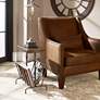 Sonora 17"W Brushed Iron w/ Walnut Wood Magazine Side Table