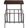 Thumbnail3 of Sonora 17"W Brushed Iron w/ Walnut Wood Magazine Side Table more views