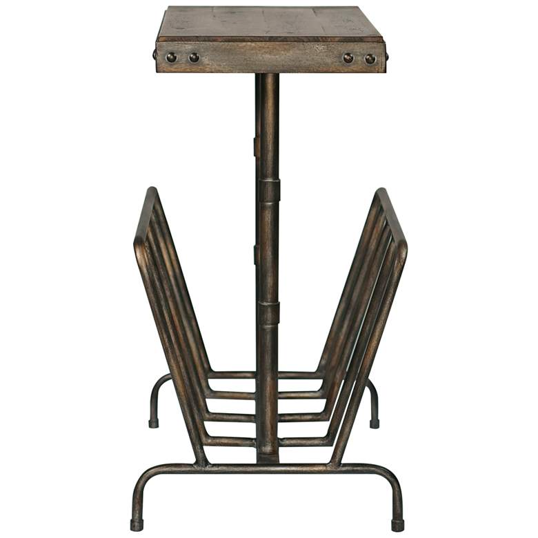 Image 4 Sonora 17"W Brushed Iron w/ Walnut Wood Magazine Side Table more views