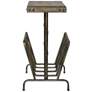 Sonora 17"W Brushed Iron w/ Walnut Wood Magazine Side Table