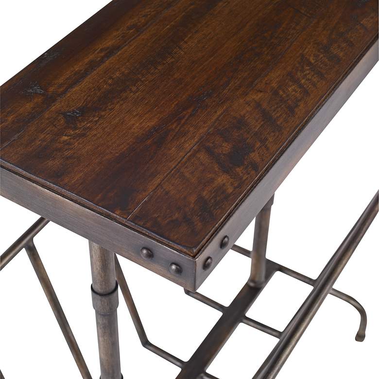 Image 6 Sonora 17"W Brushed Iron w/ Walnut Wood Magazine Side Table more views