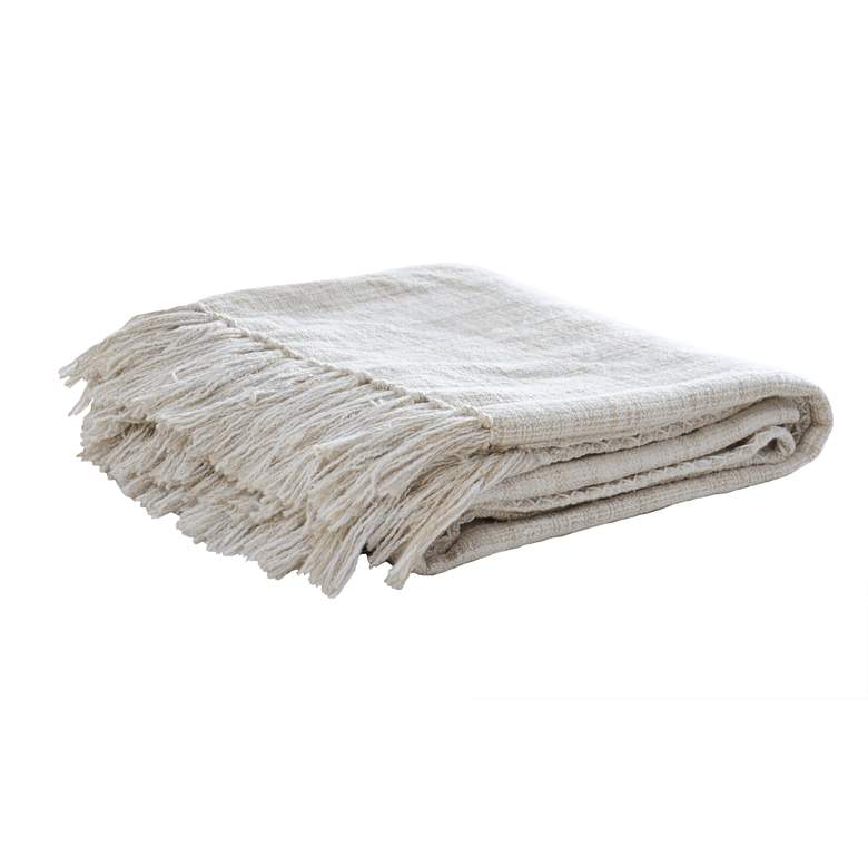 Image 1 Sonora Natural Beige Hand-Spun Cotton Throw Blanket