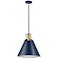 Sonus 14" Wide Cobalt Blue and Aged Brass Pendant Light