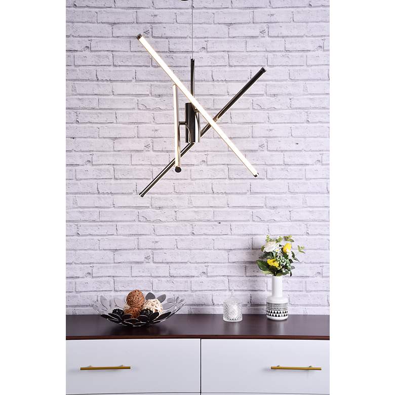 Image 3 Sonya 28 1/2" Wide Polished Nickel 3-Light LED Pendant more views