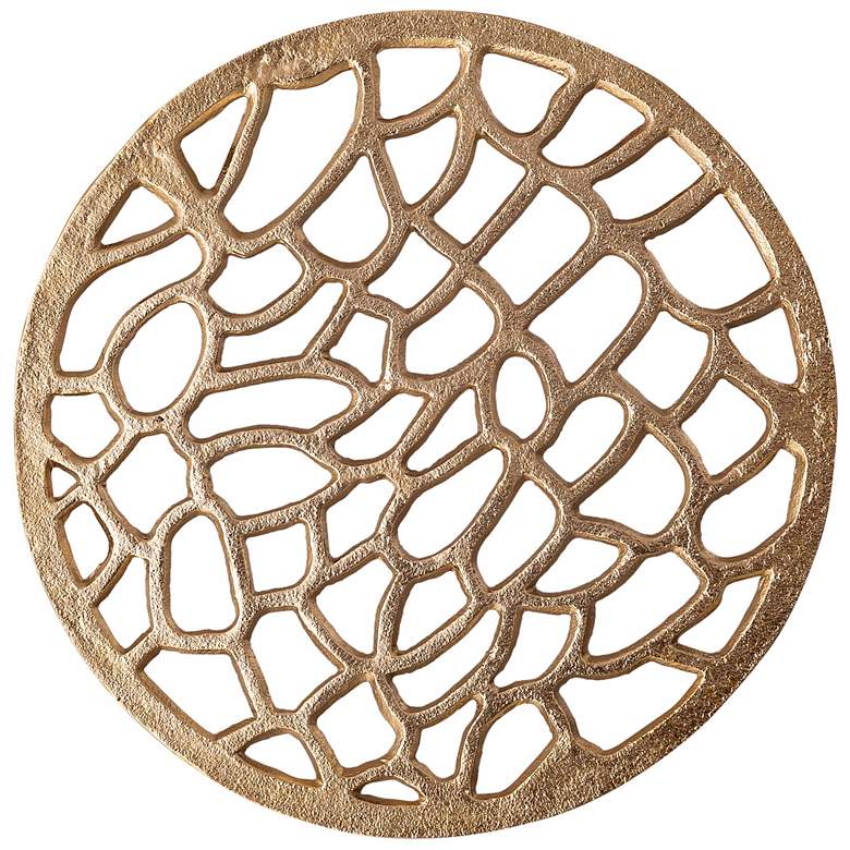 Image 4 Sophia 14" Wide Gold Metal Net-Like Round Side Table more views
