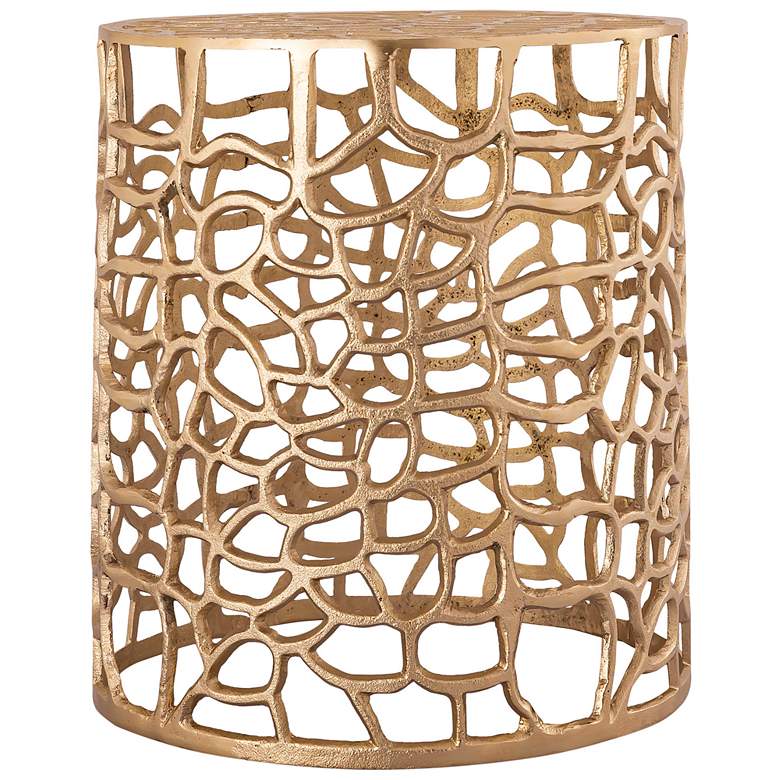 Image 5 Sophia 14 inch Wide Gold Metal Net-Like Round Side Table more views