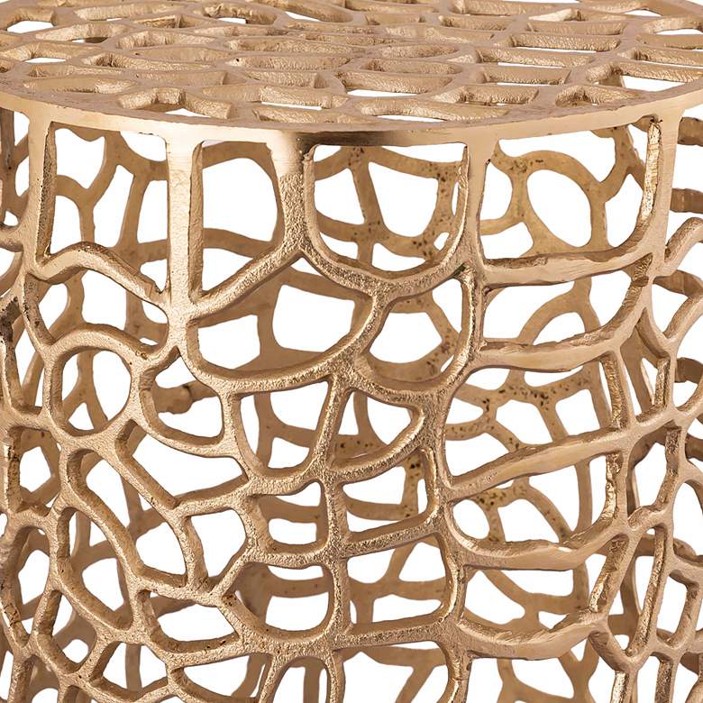Image 6 Sophia 14" Wide Gold Metal Net-Like Round Side Table more views