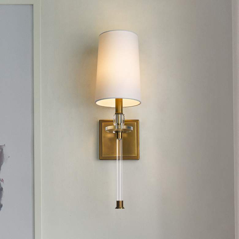 Image 2 Sophia 20 1/4" High Rubbed Brass Wall Sconce