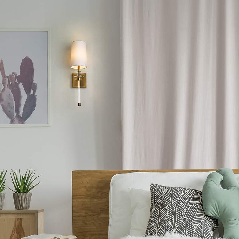 Image 4 Sophia 20 1/4" High Rubbed Brass Wall Sconce more views