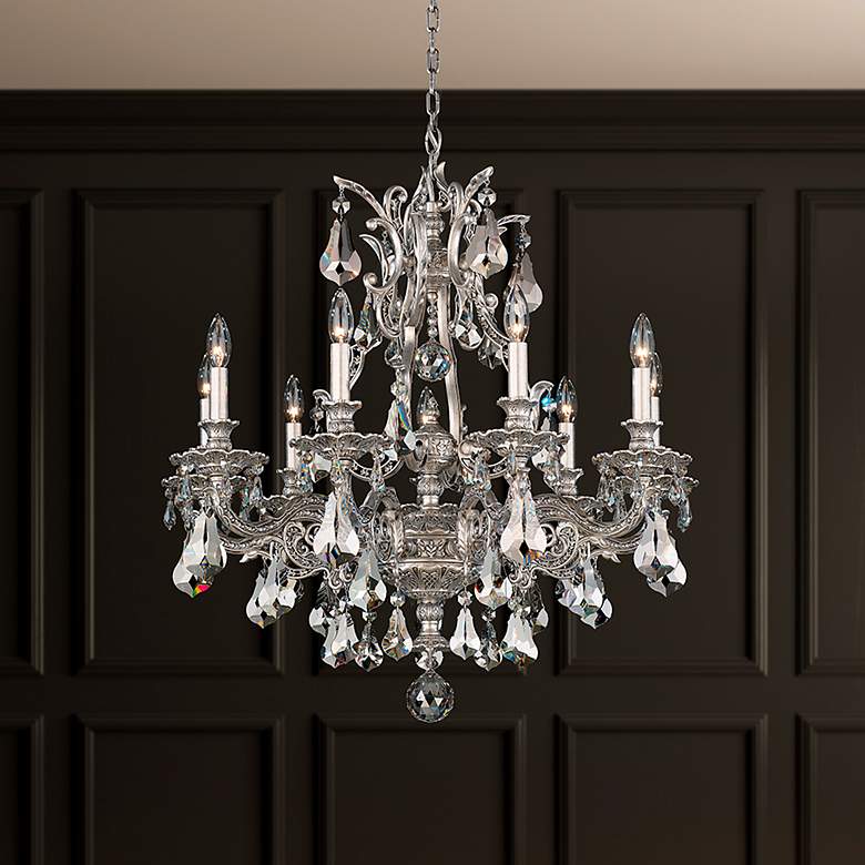 Image 1 Sophia 30"H x 28"W 9-Light Crystal Chandelier in Antique Silver