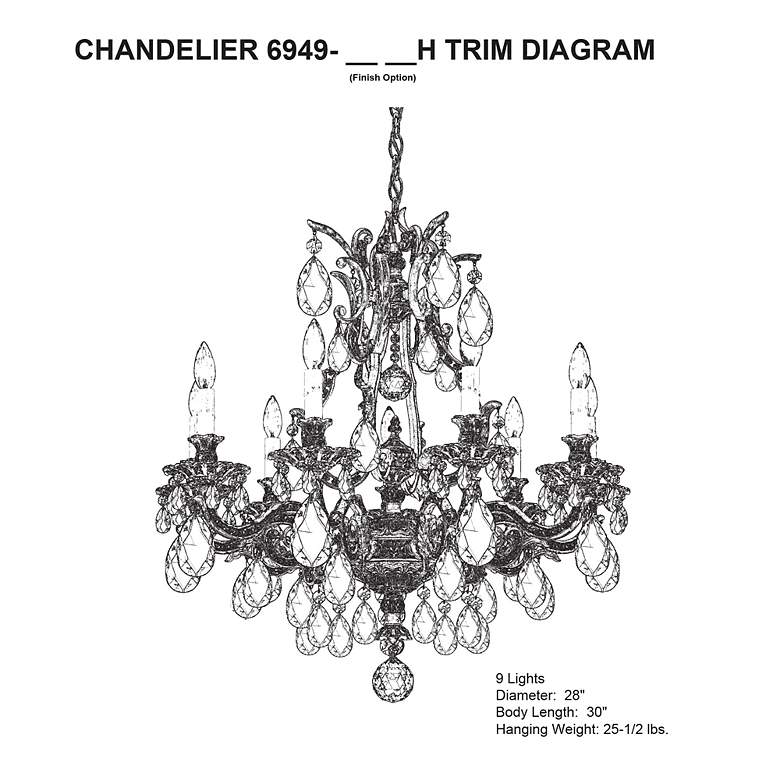 Image 4 Sophia 30"H x 28"W 9-Light Crystal Chandelier in Antique Silver more views