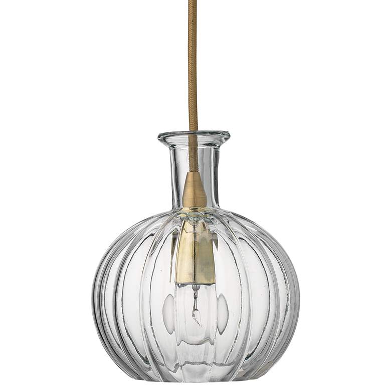 Image 2 Sophia 6 1/4" Wide Clear Glass with Brass Mini Pendant