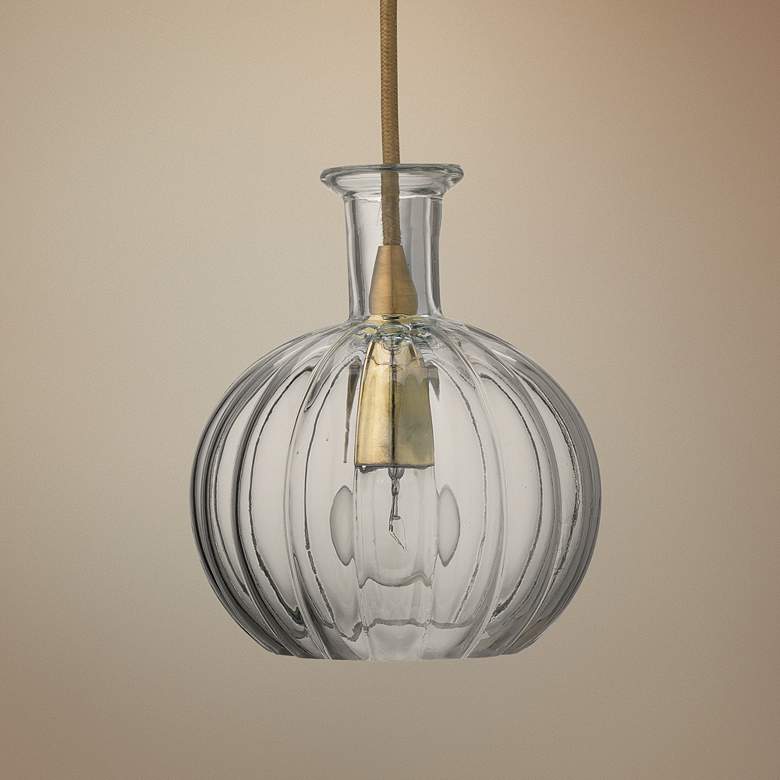 Image 1 Sophia 6 1/4" Wide Clear Glass with Brass Mini Pendant