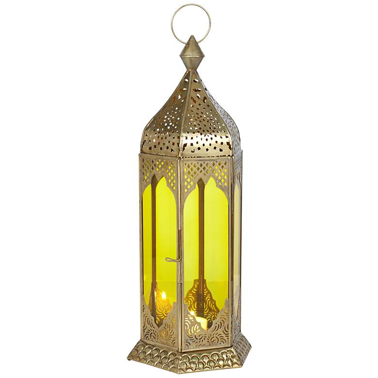 Image 1 Sophia Amber Glass 15 inch High Lantern