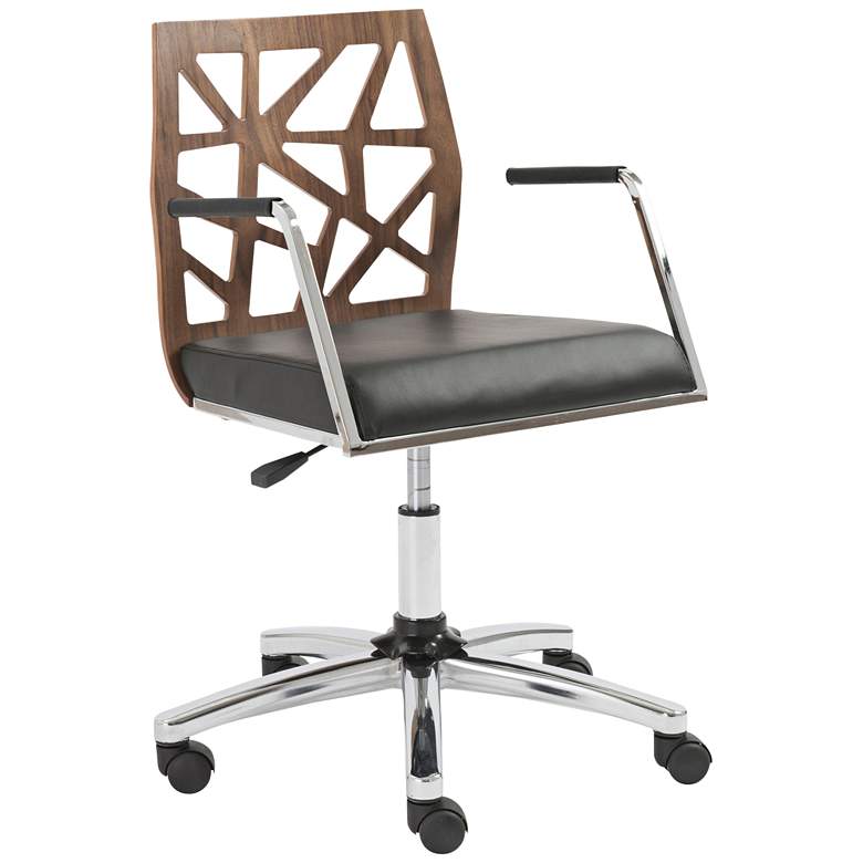 Image 1 Sophia American Walnut Wood and Black Swivel Office Chair