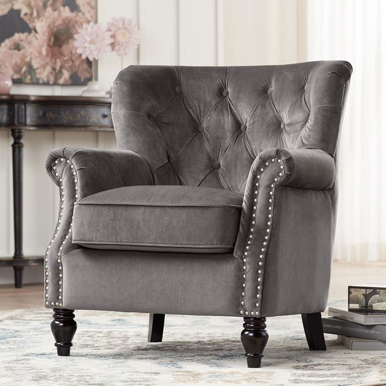 Image 1 Sophia Talica Platinum Traditional Tufted Accent Chair