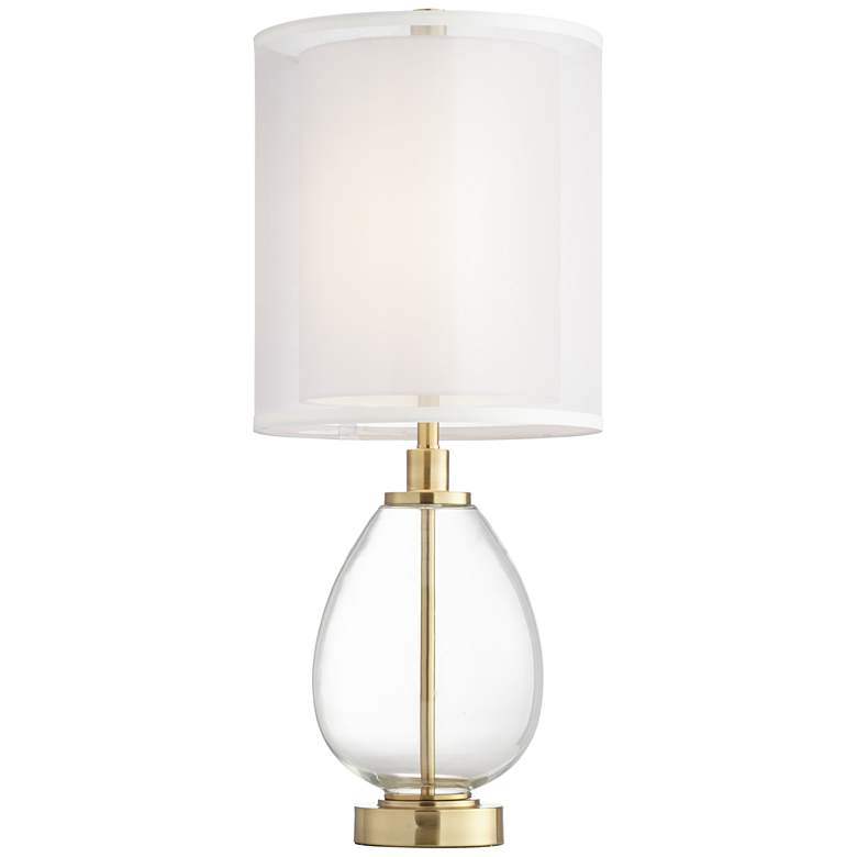 Image 5 Sophie Glass and Brass Double Shade Table Lamp with USB Port more views