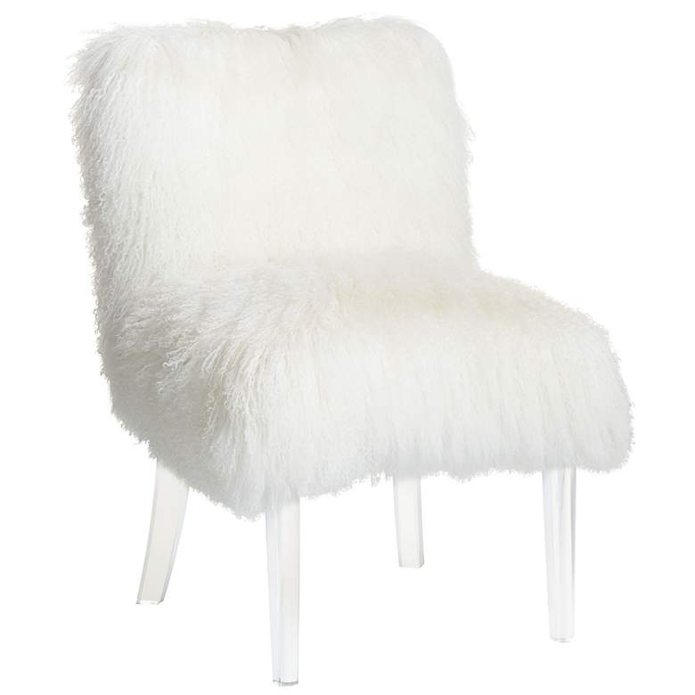Image 1 Sophie Lucite Chair with White Sheepskin