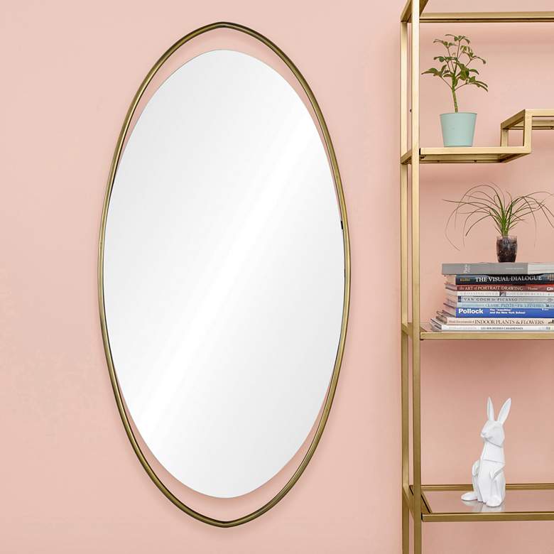 Image 1 Sophira Antique Brass 59 1/2" x 30 1/2" Oval Mirror