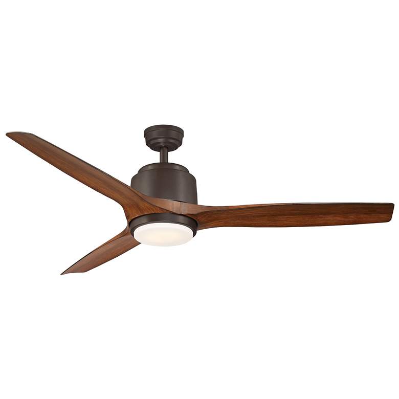 Image 1 Sora 56" Textured Brown Finish with Walnut Blades Outdoor Ceiling Fan