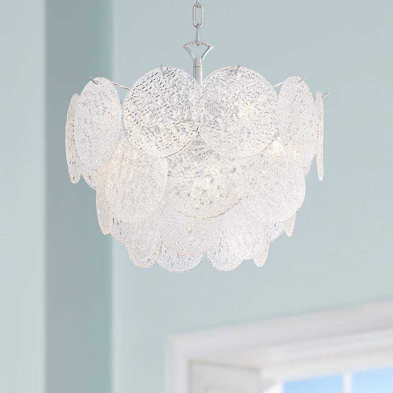 Image 1 Soraya 20" Wide Chrome and Crystal Glass LED Pendant Light