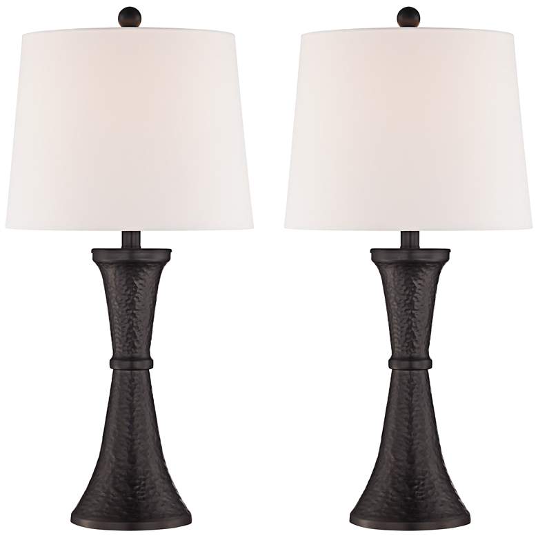Image 1 Sorel Hammered Matte Black Column Table Lamp Set of 2
