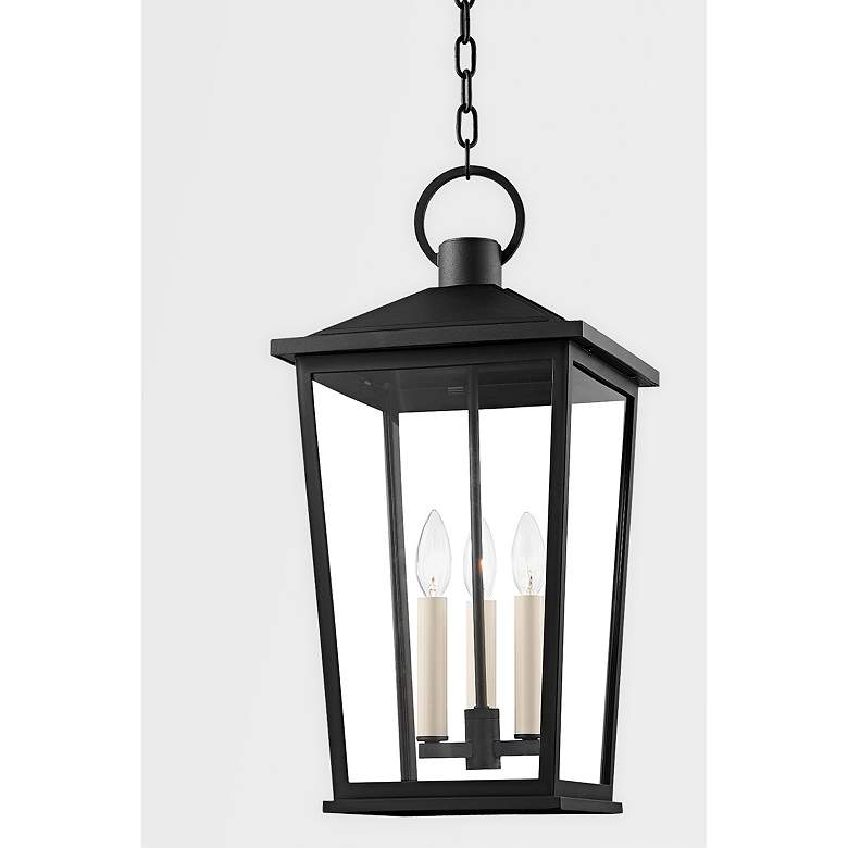 Image 2 Soren 23 1/2 inch High Textured Black Outdoor Hanging Light more views