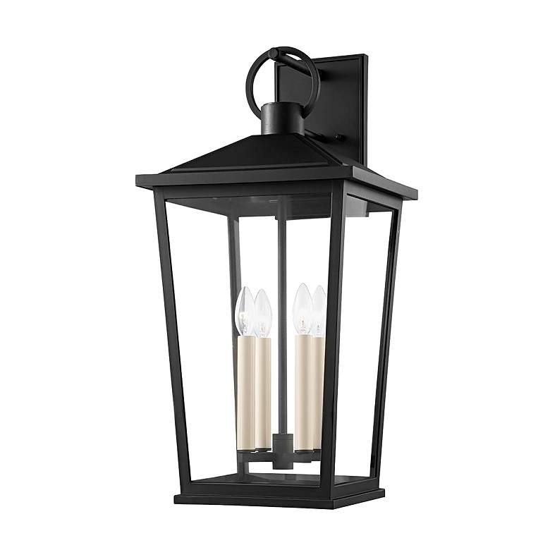 Image 1 Soren 26 1/2 inch High Textured Black Outdoor Wall Light