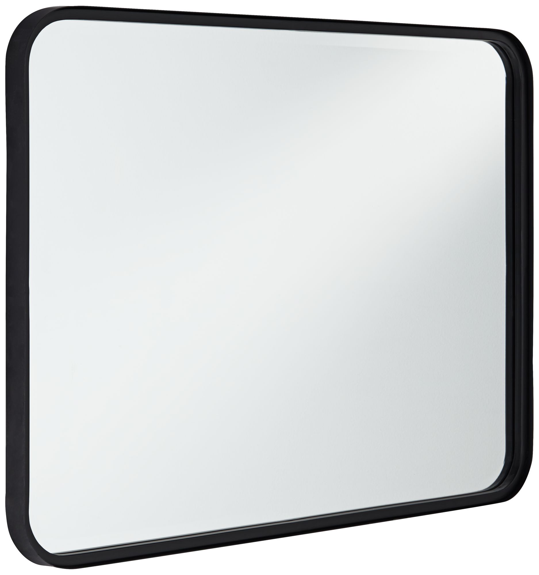 Soren Black 24" x 34" Rounded Edge Rectangular Wall Mirror in scene