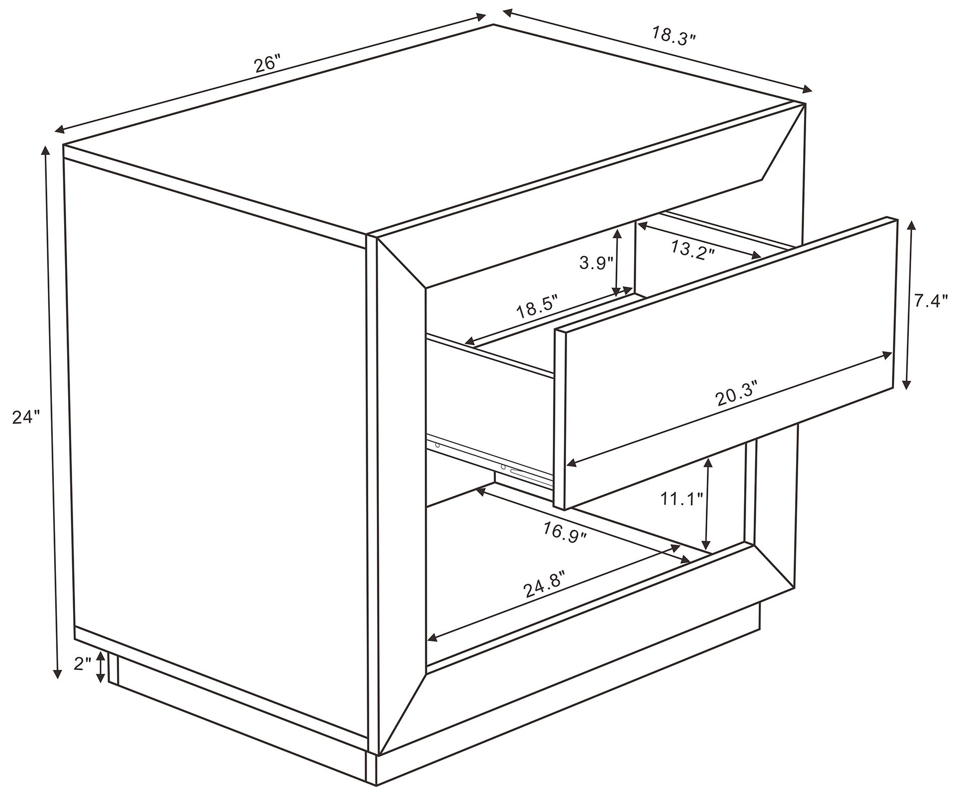 Image 4 Soren Contemporary 26" Nightstand in Whitewashed Oak (1-Drawer) more views
